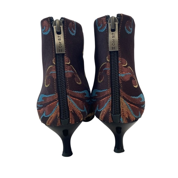 ROCKWELL THARP Signed Brocade Booties Chocolate Gold Turquoise Size 38 - Picture 5 of 11